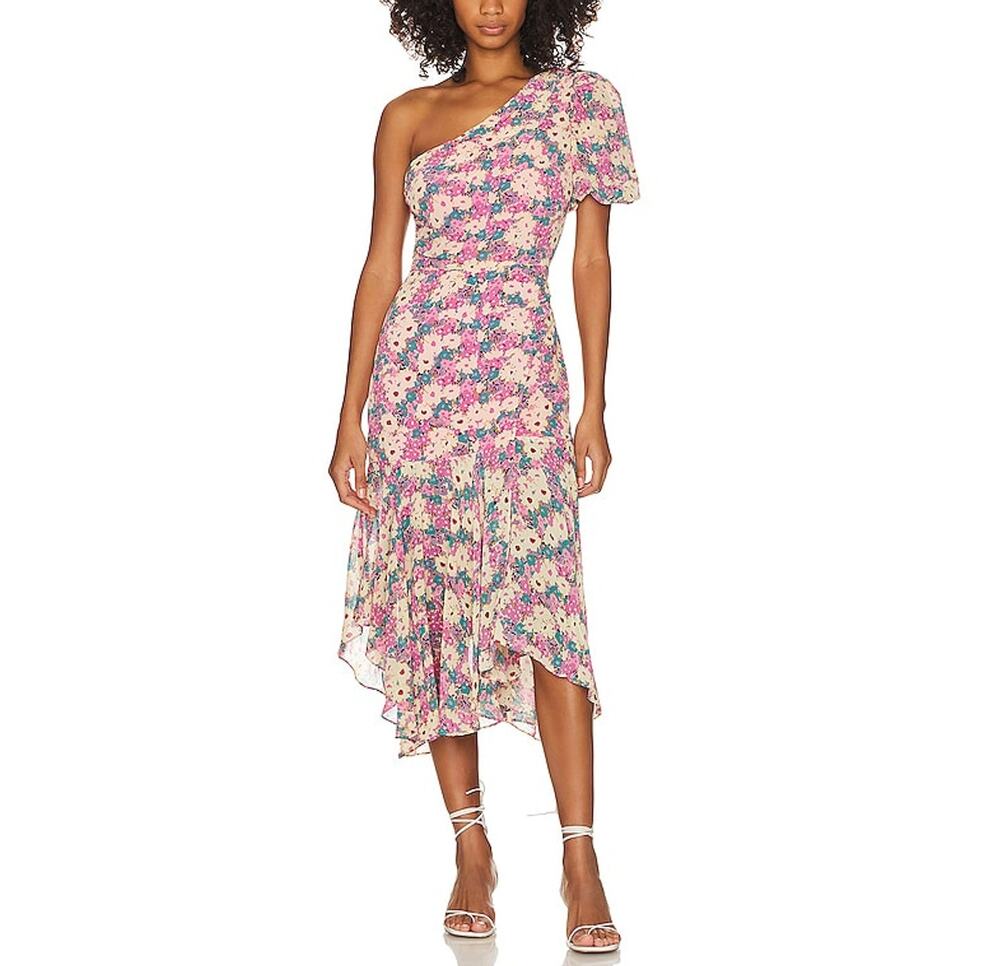 Astr The Label Asymmetric Multicolor Santorini Midi Dress Size S